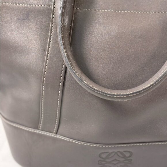 Vintage Loewe Gray Leather Top Handle Purse w/ COA - made in Spain 🇪🇸 - Picture 3 of 16